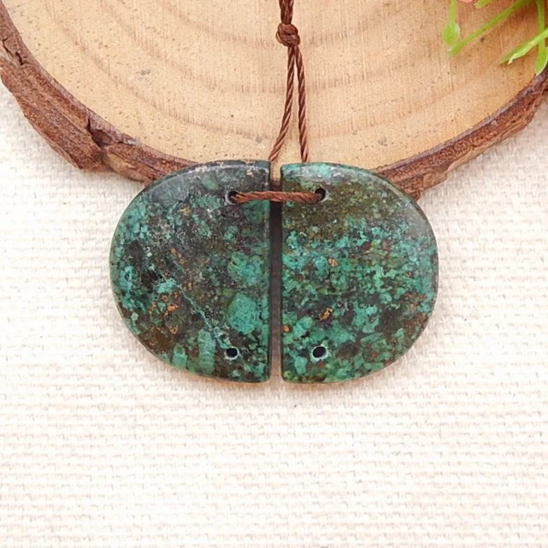 African Turquoise Double Hole Earrings Beads for Making Jewelry