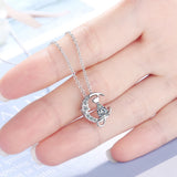 925 Silver Moon Cat Women Necklaces CZ Jewelry SCN122