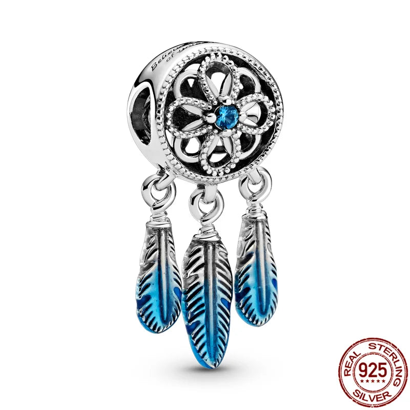 925 Silver Flower Bee Home Bead for Bracelet Charm DIY Jewelry