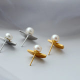 925 Silver Natural Pearl Handwork Half Round Earring