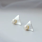 925 Silver Natural Pearl Triangle Earring