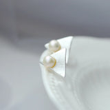 925 Silver Natural Pearl Triangle Earring
