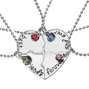 Heart Shape Puzzle BFF Necklace For 4 Friends