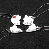 Heart Shape Puzzle BFF Necklace For 4 Friends