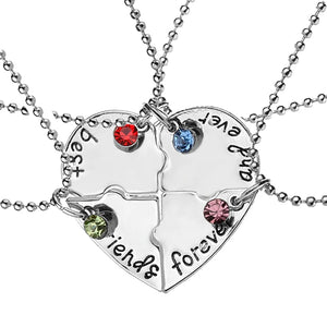 Heart Shape Puzzle BFF Necklace For 4 Friends