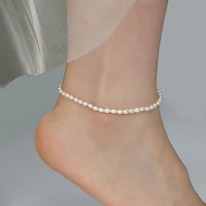 Baroque Natural Pearl Anklet Freshwater Pearl Elasticity Chain Beach Jewelry