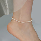 Baroque Natural Pearl Anklet Freshwater Pearl Elasticity Chain Beach Jewelry