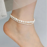 Baroque Natural Pearl Anklet Freshwater Pearl Elasticity Chain Beach Jewelry