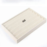 Beige Velvet Jewelry Tray Organizer Storage Box Necklace Ring Earring Holder