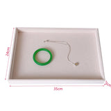 Beige Velvet Jewelry Tray Organizer Storage Box Necklace Ring Earring Holder