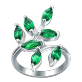 Green Spring Leaves CZ Zircon Wedding Party Ring for Women