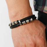 Men's Leather Double Braided Bracelet