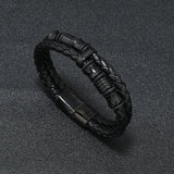 Men's Leather Double Braided Bracelet