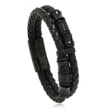 Men's Leather Double Braided Bracelet