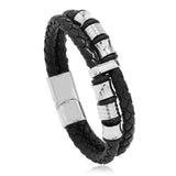 Men's Leather Double Braided Bracelet