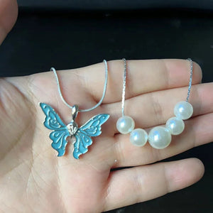 Thai Pop Butterfly Necklace Set Double Chains