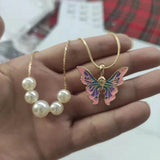 Thai Pop Butterfly Necklace Set Double Chains