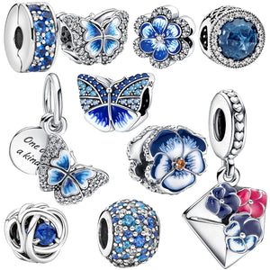 S925 Silver Pansy Envelope Charm Butterfly Pendant