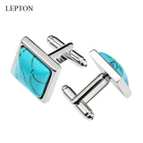 Mens Business Lepton Square Stone Cufflinks