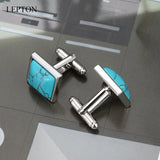 Mens Business Lepton Square Stone Cufflinks