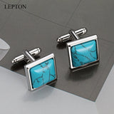 Mens Business Lepton Square Stone Cufflinks