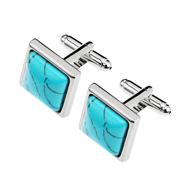 Mens Business Lepton Square Stone Cufflinks
