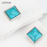 Mens Business Lepton Square Stone Cufflinks