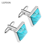 Mens Business Lepton Square Stone Cufflinks