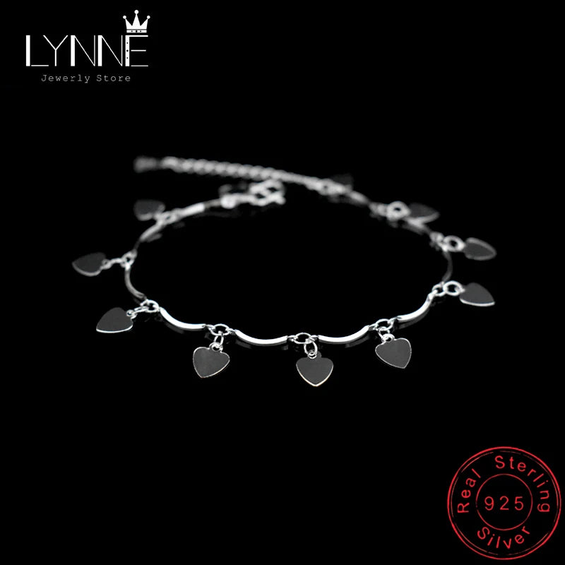 Bohemia Love Heart Pendant Bracelet 925 Sterling Silver Charm Bracelets