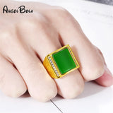 24k Hot Brass Gemstone Ring for Men Size Adjustable