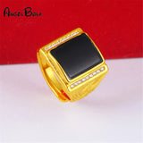 24k Hot Brass Gemstone Ring for Men Size Adjustable