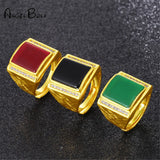 24k Hot Brass Gemstone Ring for Men Size Adjustable