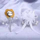 Hot Bride Wrist Flower Groom Suit Pin Ivory DIY Wedding Dress T054Z