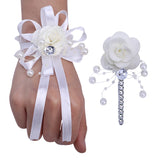 Hot Bride Wrist Flower Groom Suit Pin Ivory DIY Wedding Dress T054Z