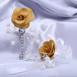 Hot Bride Wrist Flower Groom Suit Pin Ivory DIY Wedding Dress T054Z