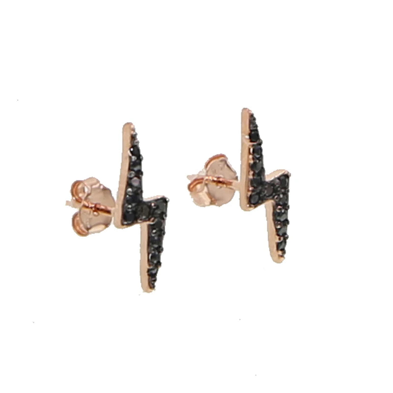 Rose Flash Lightning Stud Pave Cubic Zirconia Earring
