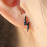 Rose Flash Lightning Stud Pave Cubic Zirconia Earring