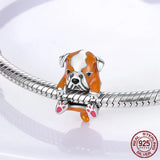 Hot Bulldog Dog Charm Doggy Beads for Bracelet Bangle DIY Animal Jewelry