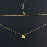Yellow Candy Crystal Necklace Water Drop Shape Wedding Jewelry