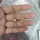Yellow Candy Crystal Necklace Water Drop Shape Wedding Jewelry