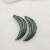 Carved African Jade Moon Earring Beads 32x9x3mm