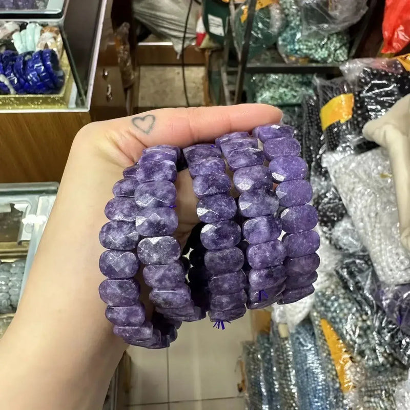 Elastic Energy Lepidolite Stone Beads Bracelet for Christmas Gift