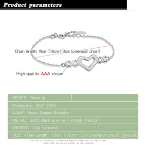 Charming Heart Bracelet 925 Sterling Silver