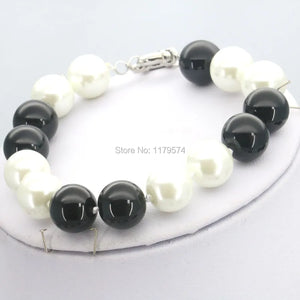 White&Black Glass Pearl Beads Bracelet Jewelry Making For Women