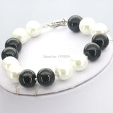 White&Black Glass Pearl Beads Bracelet Jewelry Making For Women