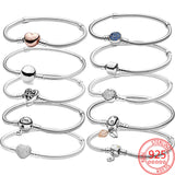925 Silver Bracelet Fallen Leaves Chain Clasp Basic Charm Bracelet