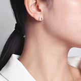 Classic 925 Sterling Silver Round Stud Earrings For Women Clear CZ