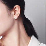 Classic 925 Sterling Silver Round Stud Earrings For Women Clear CZ
