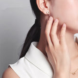 Classic 925 Sterling Silver Round Stud Earrings For Women Clear CZ