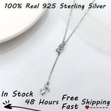 Silver Platinum Plated Music Note Zircon Pendant, S925 Jewelry